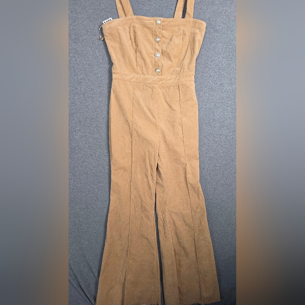 Jealous Tomato Tan Corduroy Jumpsuit Bibs Large. Disco, Club, Retro, City, 70s